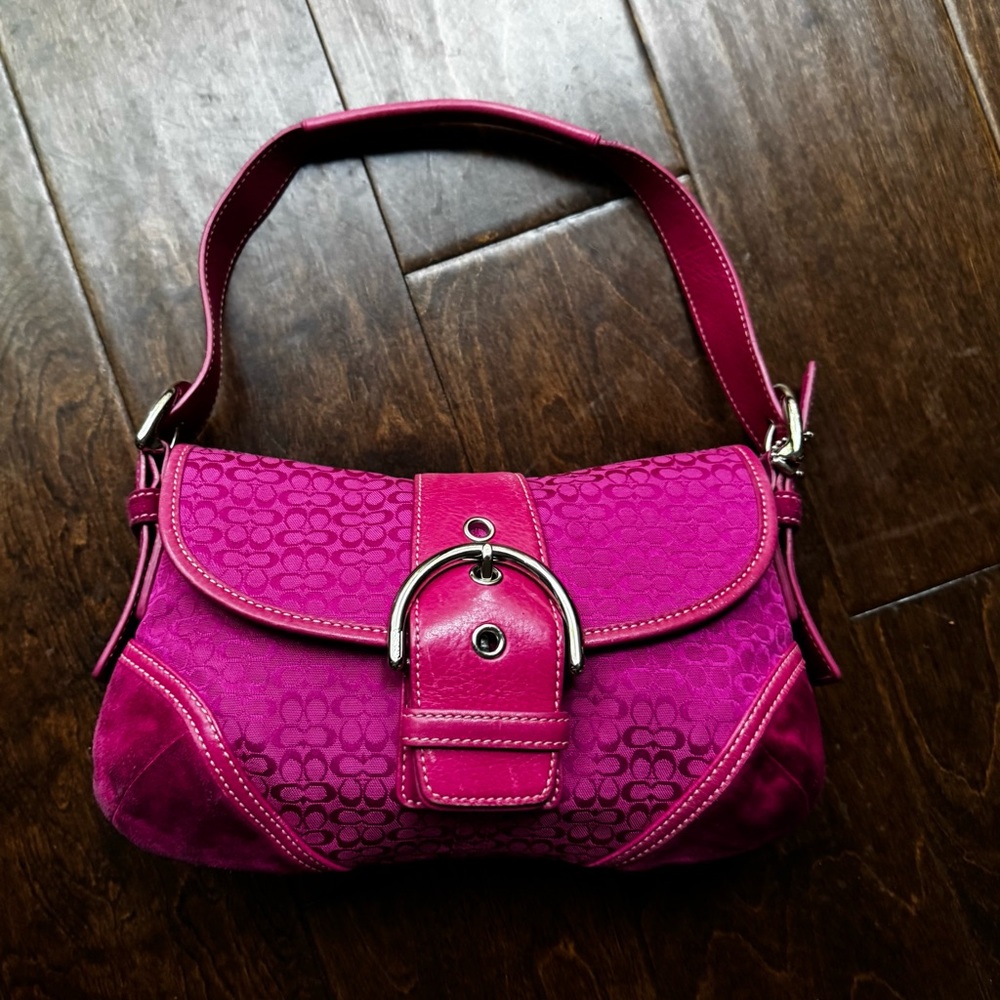 Coach Pink Curved Flap Shoulder Bag